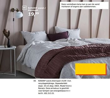 Promoties Ranarp wand -klemspot - Huismerk - Ikea - Geldig van 23/11/2018 tot 31/07/2019 bij Ikea