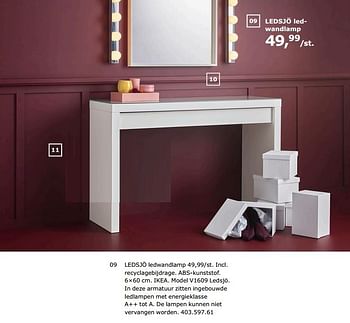 Promotions Ledsjö ledwandlamp - Produit maison - Ikea - Valide de 23/11/2018 à 31/07/2019 chez Ikea