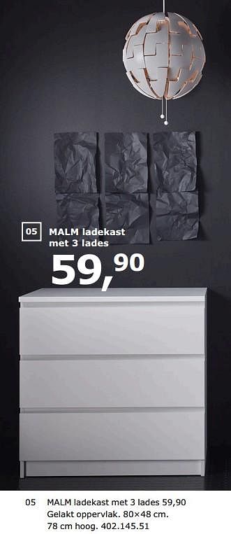 Promoties Malm ladekast met 3 lades - Huismerk - Ikea - Geldig van 23/11/2018 tot 31/07/2019 bij Ikea
