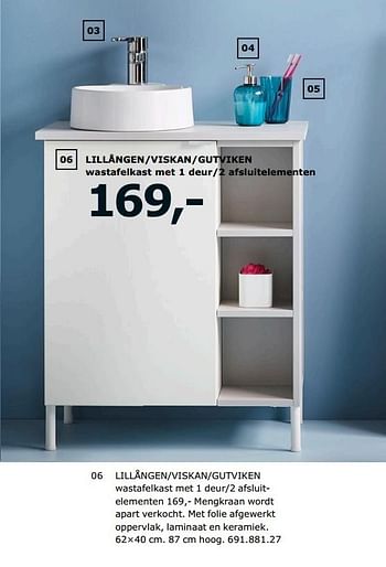 Bestrooi Distributie Uitverkoop Huismerk - Ikea Lillången-viskan-gutviken wastafelkast met 1 deur-2  afsluit- elementen - Promotie bij Ikea