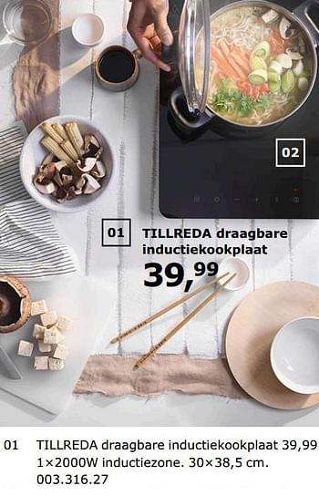 Promoties Tillreda draagbare inductiekookplaat - Huismerk - Ikea - Geldig van 23/11/2018 tot 31/07/2019 bij Ikea