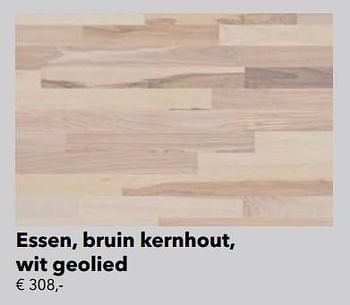 Promoties Massief hout keukenwerkblad essen, bruin kernhout, wit geolied - Huismerk - Kvik - Geldig van 01/01/2019 tot 31/12/2019 bij Kvik Keukens