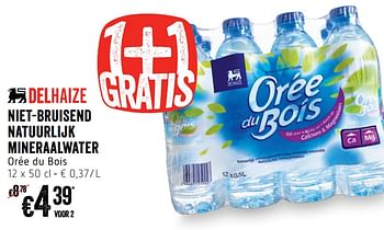 Promoties Niet-bruisend natuurlijk mineraalwater orée du bois - Huismerk - Delhaize - Geldig van 10/01/2019 tot 16/01/2019 bij Delhaize