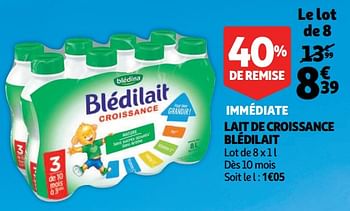 Bledina Lait De Croissance Bledilait En Promotion Chez Auchan Ronq