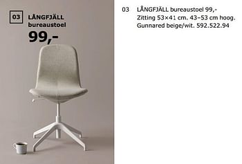 Promoties Långfjäll bureaustoel - Huismerk - Ikea - Geldig van 23/11/2018 tot 31/07/2019 bij Ikea