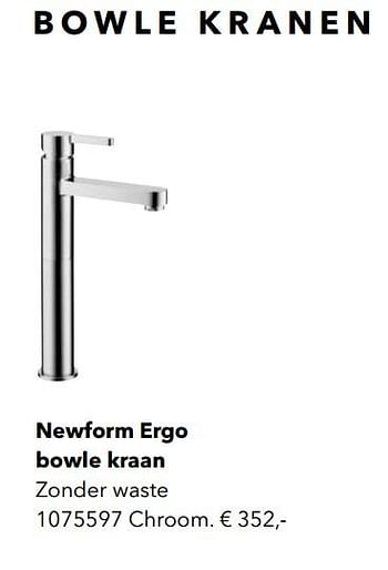 Promoties Newform ergo bowle kraan - Newform - Geldig van 01/01/2019 tot 31/12/2019 bij Kvik Keukens