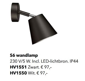 Promoties S6 wandlamp - Huismerk - Kvik - Geldig van 01/01/2019 tot 31/12/2019 bij Kvik Keukens