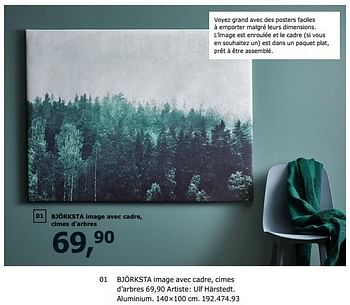 Promotions Björksta image avec cadre, cimes d`arbres - Produit maison - Ikea - Valide de 23/11/2018 à 31/07/2019 chez Ikea
