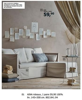 Promotions Aina rideaux, 1 paire - Produit maison - Ikea - Valide de 23/11/2018 à 31/07/2019 chez Ikea