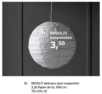 Promotions Regolit abat-jour pour suspension - Produit maison - Ikea - Valide de 23/11/2018 à 31/07/2019 chez Ikea