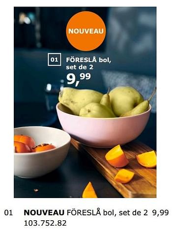 Promotions Nouveau föreslå bol, set de 2 - Produit maison - Ikea - Valide de 23/11/2018 à 31/07/2019 chez Ikea