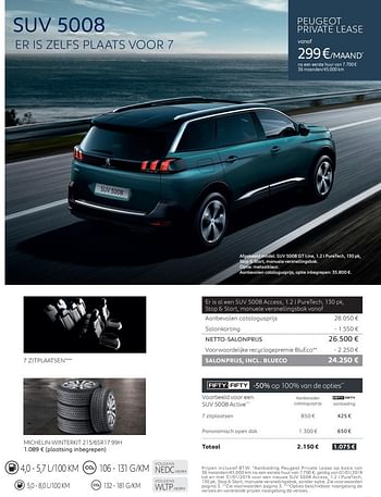 Promoties Peugeot suv 5008 - Peugeot - Geldig van 01/01/2019 tot 31/01/2019 bij Peugeot
