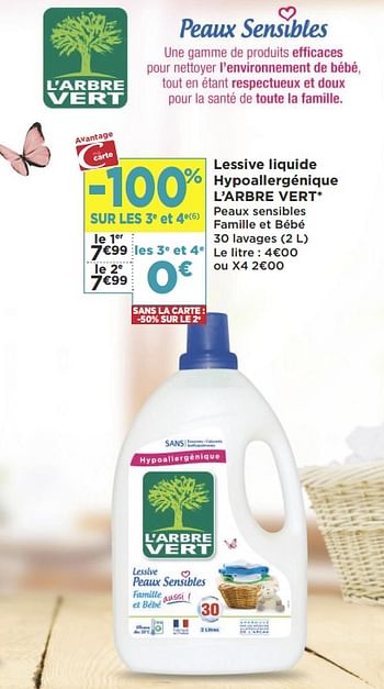 Promotion Super Casino Lessive Liquide Hypoallergenique L Arbre Vert L Arbre Vert Menage Valide Jusqua 4 Promobutler