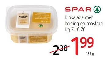 Promoties Kipsalade met honing en mosterd - Spar - Geldig van 17/01/2019 tot 30/01/2019 bij Spar (Colruytgroup)