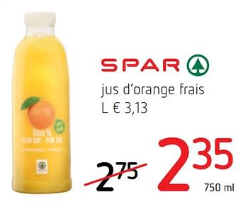 Promoties Jus d`orange frais - Spar - Geldig van 17/01/2019 tot 30/01/2019 bij Spar (Colruytgroup)