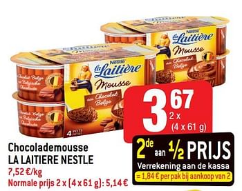Promoties Chocolademousse la laitiere nestle - Nestlé - Geldig van 16/01/2019 tot 22/01/2019 bij Smatch