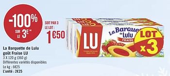 Promotions La barquette de lulu goût fraise lu - Lu - Valide de 09/01/2019 à 20/01/2019 chez Géant Casino