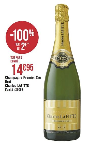 Promotions Champagne premier cru brut charles lafitte - Charles Lafitte - Valide de 09/01/2019 à 20/01/2019 chez Géant Casino