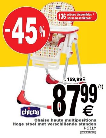 Promotions Chaise haute multipositions hoge stoel met verschillende standen polly - Chicco - Valide de 15/01/2019 à 28/01/2019 chez Cora