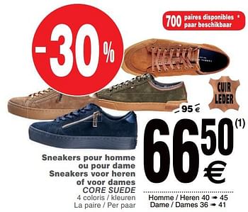 Promoties Sneakers pour homme ou pour dame sneakers voor heren of voor dames core suede - Tommy Hilfiger - Geldig van 15/01/2019 tot 28/01/2019 bij Cora