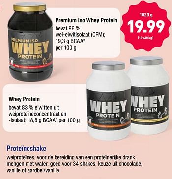 Promoties Premium iso whey protein - Huismerk - Aldi - Geldig van 14/01/2019 tot 19/01/2019 bij Aldi
