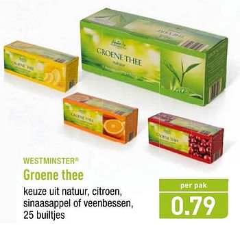 Promoties Groene thee - Westminster - Geldig van 14/01/2019 tot 19/01/2019 bij Aldi