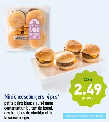 Promotions Mini cheeseburgers - Produit maison - Aldi - Valide de 14/01/2019 à 19/01/2019 chez Aldi