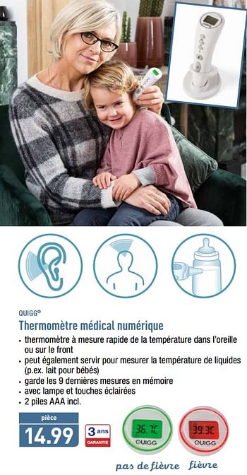 Promotions Thermomètre médical numérique - QUIGG - Valide de 14/01/2019 à 19/01/2019 chez Aldi