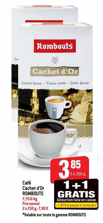 Promoties Café cachet d`or rombouts - Rombouts - Geldig van 16/01/2019 tot 22/01/2019 bij Smatch