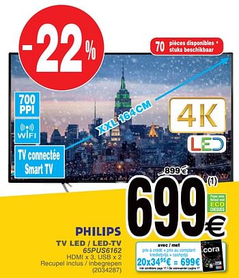 Promotions Philips tv led - led-tv 65pus6162 - Philips - Valide de 15/01/2019 à 28/01/2019 chez Cora