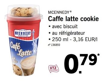 Promotions Caffe latte cookie - Mcennedy - Valide de 21/01/2019 à 26/01/2019 chez Lidl
