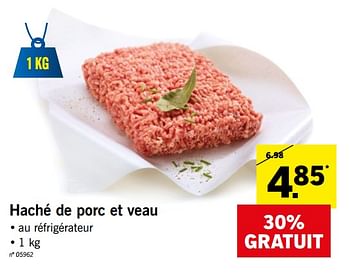 Promotions Haché de porc et veau - Produit maison - Lidl - Valide de 21/01/2019 à 26/01/2019 chez Lidl