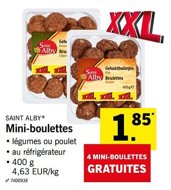 Promotions Mini-boulettes - Saint Alby - Valide de 21/01/2019 à 26/01/2019 chez Lidl