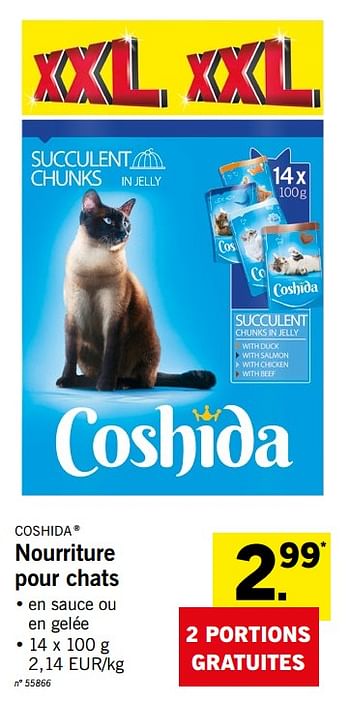 Promotions Nourriture pour chats - Coshida - Valide de 21/01/2019 à 26/01/2019 chez Lidl