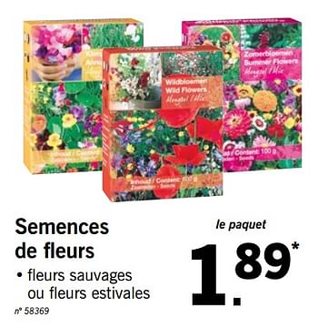 Promotions Semences de fleurs - Produit maison - Lidl - Valide de 21/01/2019 à 26/01/2019 chez Lidl