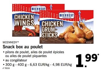 Promotions Snack box au poulet - Mcennedy - Valide de 21/01/2019 à 26/01/2019 chez Lidl