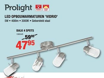 Promoties Balk 4 spots - Prolight - Geldig van 10/01/2019 tot 27/01/2019 bij HandyHome
