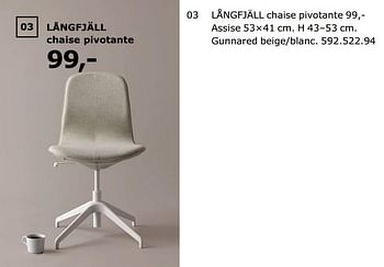 Promoties Långfjäll chaise pivotante - Huismerk - Ikea - Geldig van 23/11/2018 tot 31/07/2019 bij Ikea