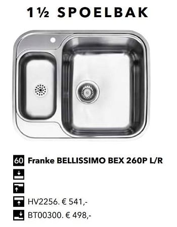 Promoties 1½ spoelbak franke bellissimo bex 260p l-r - Franke - Geldig van 01/01/2019 tot 31/12/2019 bij Kvik Keukens