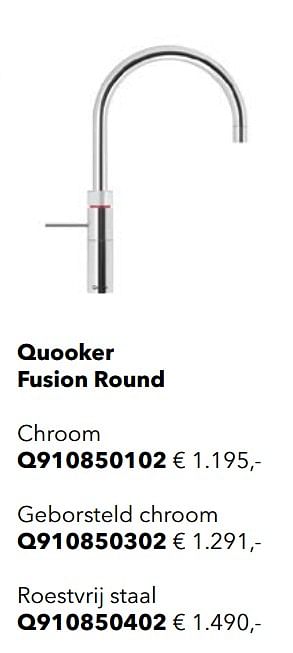 Promotions Kokend waterkraan quooker fusion round chroom - Quooker - Valide de 01/01/2019 à 31/12/2019 chez Kvik Keukens