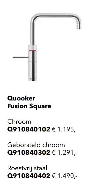 Promoties Kokend waterkraan quooker fusion square chroom - Quooker - Geldig van 01/01/2019 tot 31/12/2019 bij Kvik Keukens