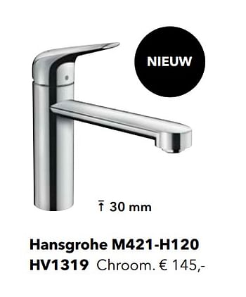Promoties Kraan met l-uitloop hansgrohe m421-h120 chroom - Hansgrohe - Geldig van 01/01/2019 tot 31/12/2019 bij Kvik Keukens