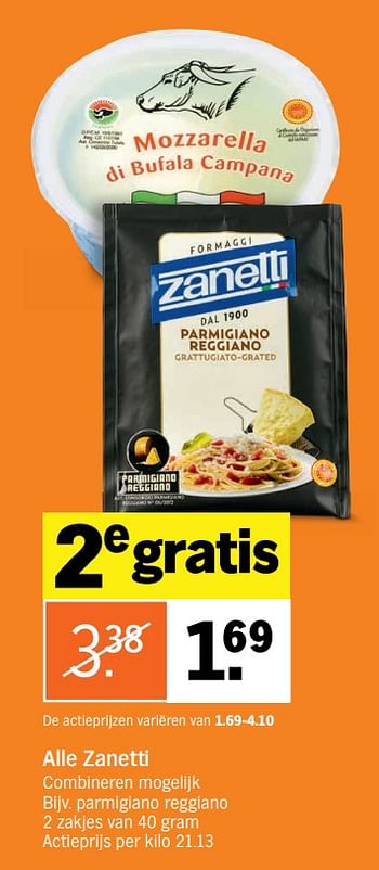 Promoties Zanetti parmigiano reggiano - Zanetti - Geldig van 14/01/2019 tot 20/01/2019 bij Albert Heijn