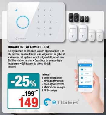 Promoties Draadloze alarmset gsm - eTiger - Geldig van 10/01/2019 tot 27/01/2019 bij HandyHome
