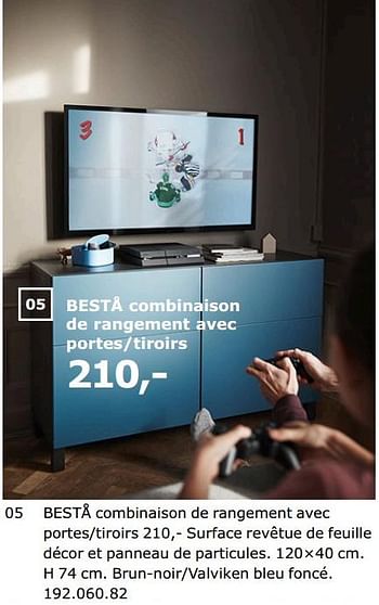 Promotions Bestå combinaison de rangement avec portes-tiroirs - Produit maison - Ikea - Valide de 23/11/2018 à 31/07/2019 chez Ikea