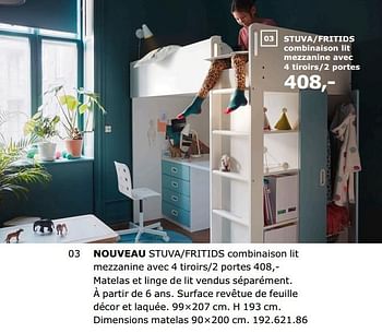 Promoties Stuva-fritids combinaison lit mezzanine avec 4 tiroirs-2 portes - Huismerk - Ikea - Geldig van 23/11/2018 tot 31/07/2019 bij Ikea