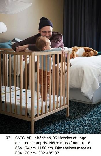 SNIGLAR Lit bébé, hêtre, 60x120 cm - IKEA