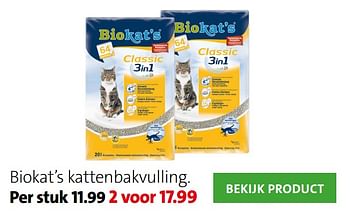 Promotions Biokat`s kattenbakvulling - Bio kat`s - Valide de 14/01/2019 à 20/01/2019 chez Intratuin