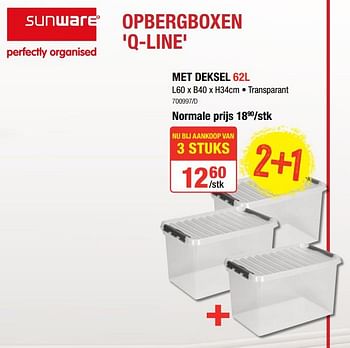 Promoties Opbergboxen q-line met deksel - Sunware - Geldig van 10/01/2019 tot 27/01/2019 bij Europoint