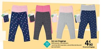 Promoties Set van 2 leggings - Tex Baby - Geldig van 10/01/2019 tot 22/01/2019 bij Carrefour